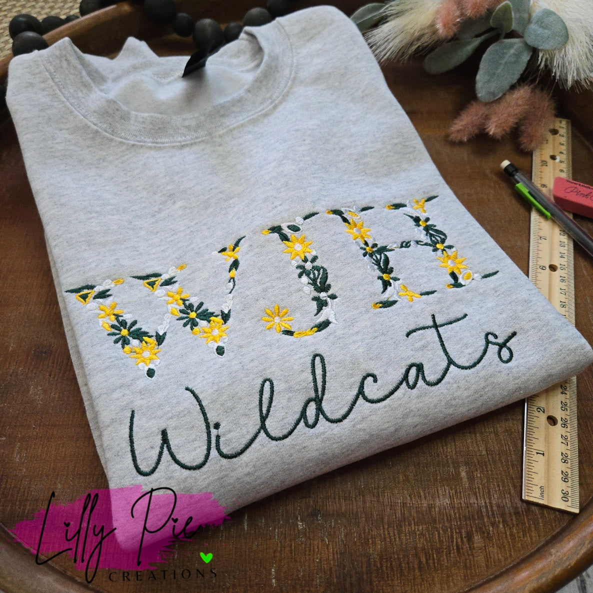 Floral School Initial and Mascot Sweatshirt - Custom Orders Welcome