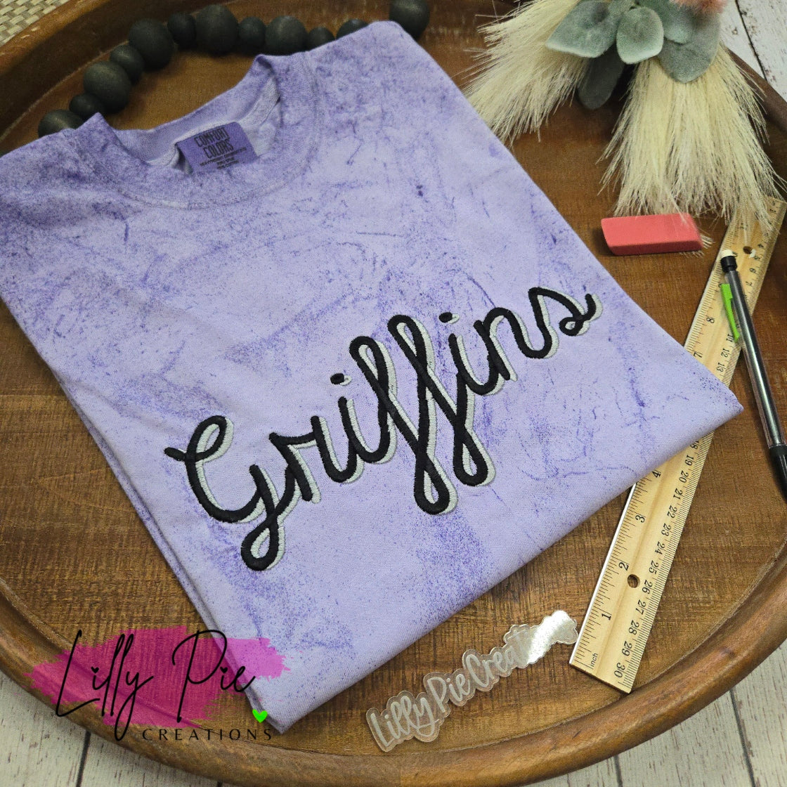 Custom Mascot Spirit Shirt - Shadowed Script Mascot School Shirt