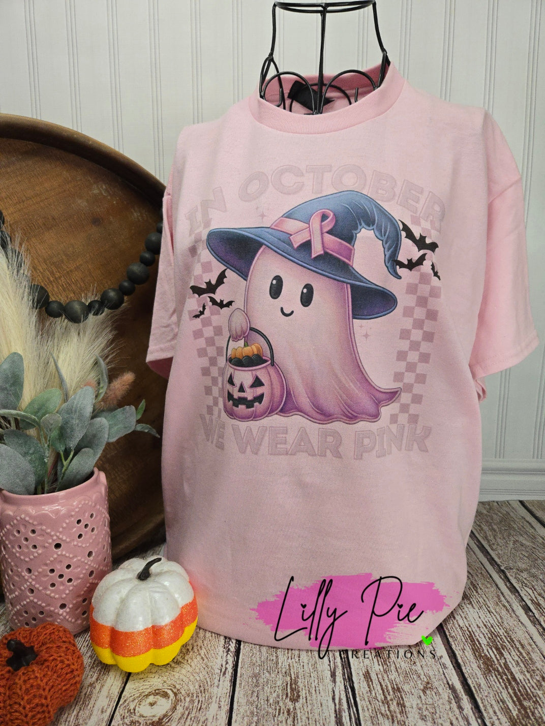 In October We Wear Pink - Breast Cancer Awareness Halloween Shirt or Sweatshirt