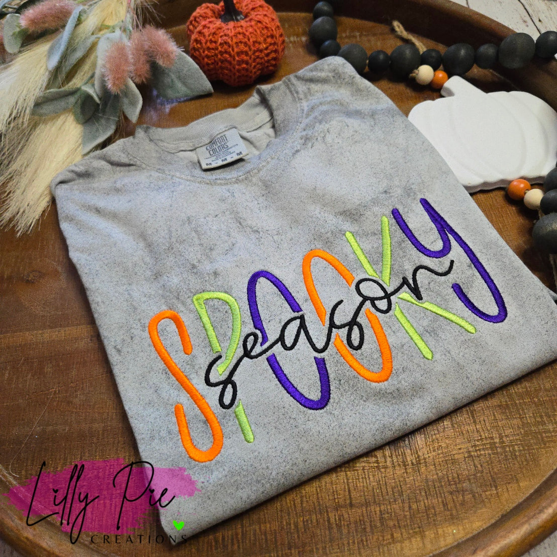 Spooky Season Embroidered Shirt - Comfort Colors Halloween Tshirt