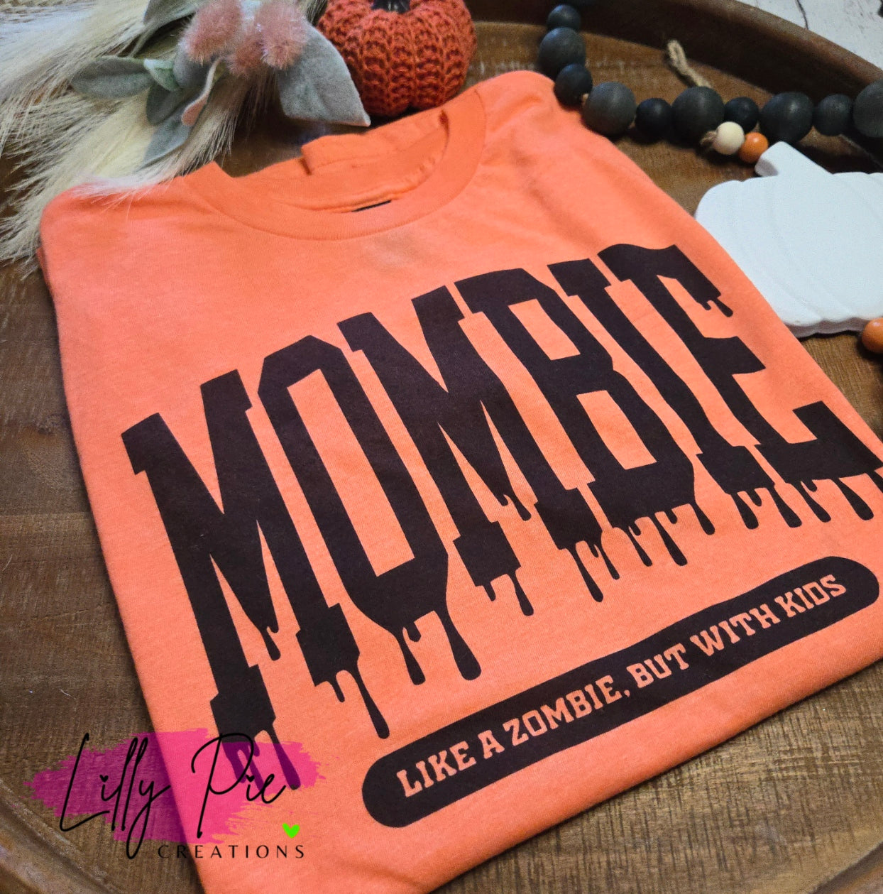 Mombie Mom Halloween Shirt - Like a Zombie, But With Kids - Available in Orange, Purple or Grey