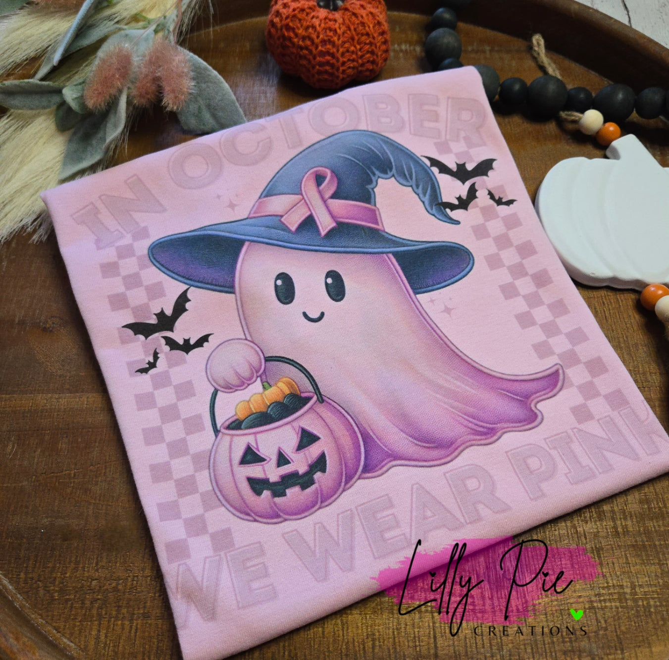 In October We Wear Pink - Breast Cancer Awareness Halloween Shirt or Sweatshirt