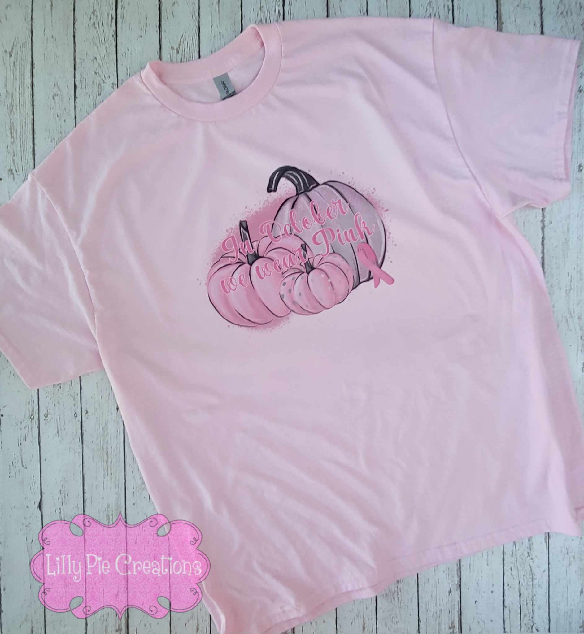 In October We Wear Pink - Pink Pumpkin T-shirt or Sweatshirt Available