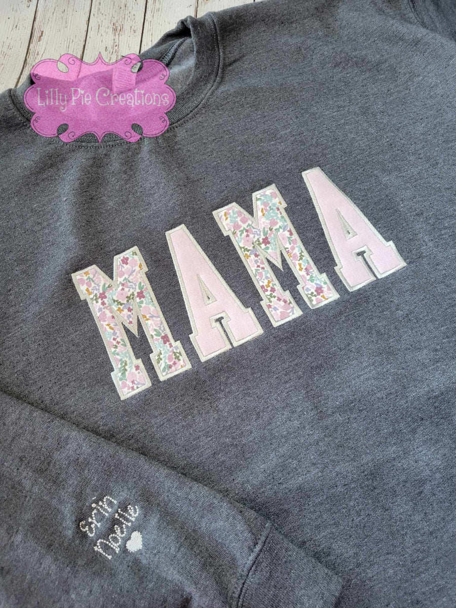 Mama Applique Sweatshirt - Keepsake Made with Baby Clothes - Custom Or –  Lilly Pie Creations