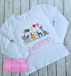 Zoo Animal Embroidered Birthday Shirt - Safari Birthday Shirt - Personalized