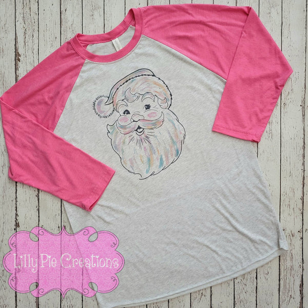 Pink Watercolor Santa Christmas Shirt - Pink Christmas Shirt