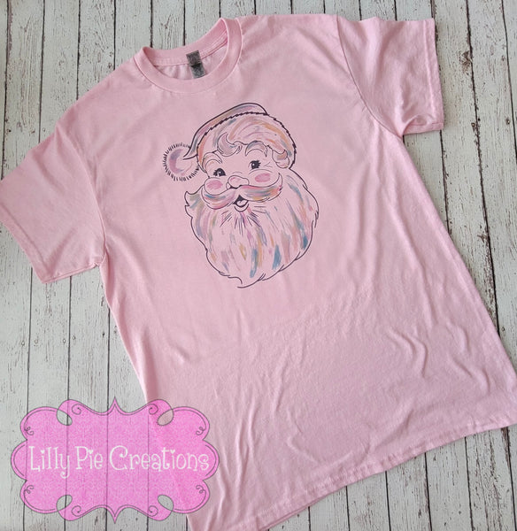 Vintage Pink Santa Pink Christmas Shirt  - Available in Pink Shirt or Sweatshirt