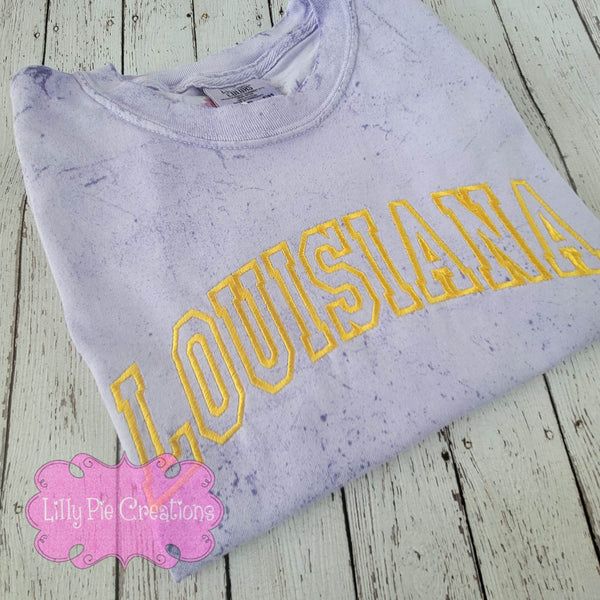 Embroidered Louisiana Purple Comfort Colors Color Blast T-shirt