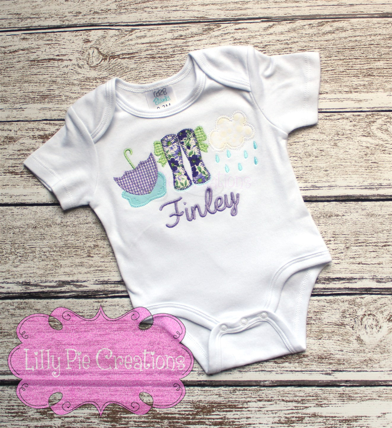 Girls Rainy Day Applique Shirt - Spring Outfit for Girls