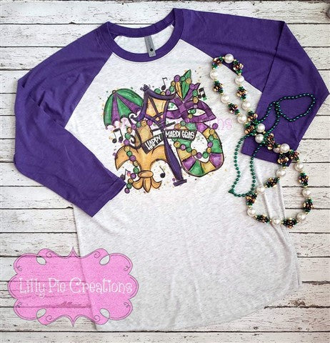 Mardi Gras Shirt - Water Color Mardi Gras Ladies T-Shirt
