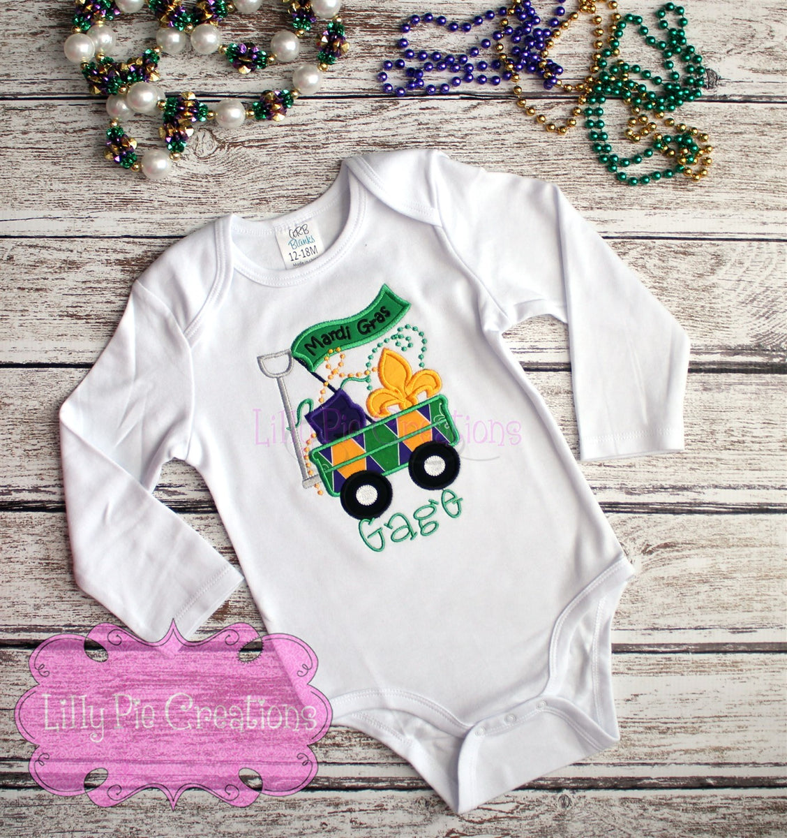 Mardi Gras Wagon Baby Outfit Kids Mardi Gras Shirt