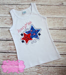 Applique Star 4th of July Girls Shirt