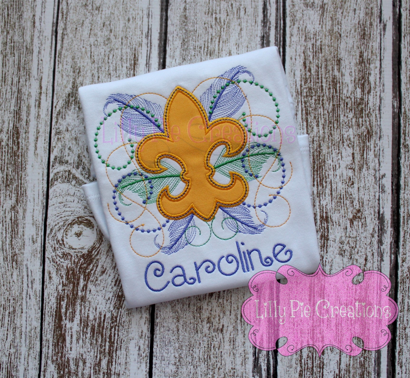 Mardi Gras Fleur de Lis Applique Shirt- Girls Mardi Gras Shirt