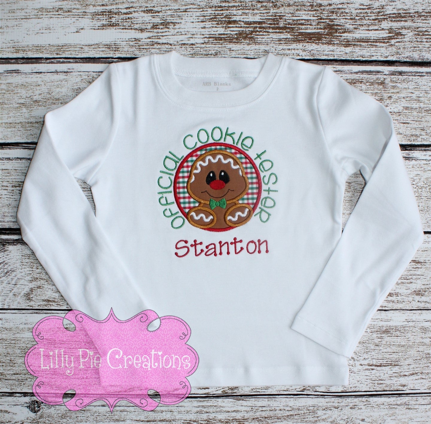 Official Cookie Tester Boys Christmas Applique Shirt
