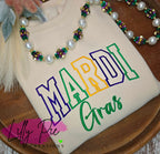 Varsity Mardi Gras Puff Embroidered Sweatshirt