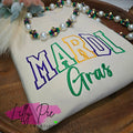 Varsity Mardi Gras Puff Embroidered Sweatshirt