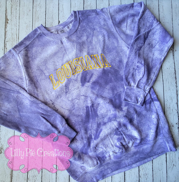 Embroidered Louisiana Purple Comfort Colors Color Blast Sweatshirt