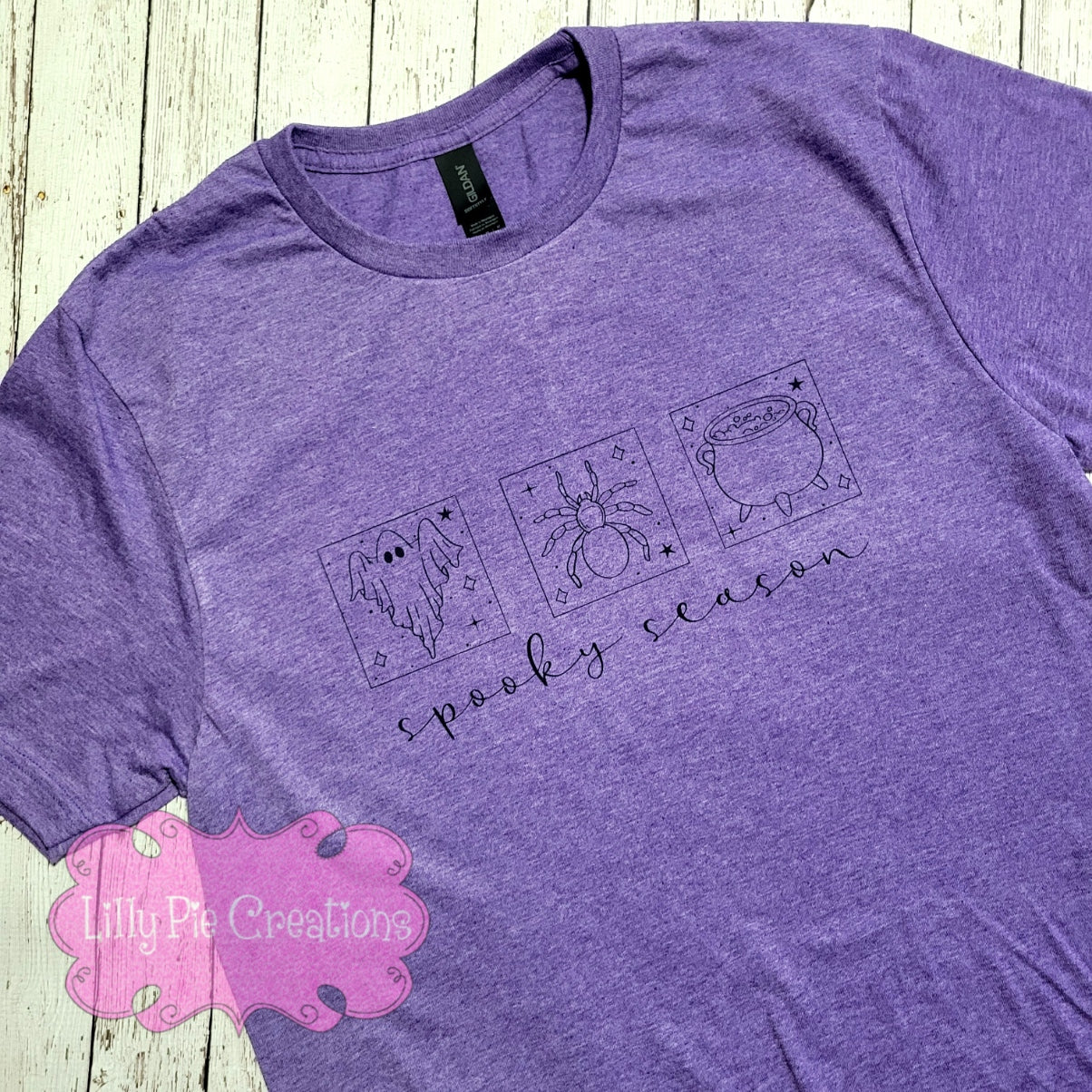 Spooky Season Orange Tarot Halloween T-Shirt - Orange, Purple and Grey Shirts Available
