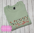 Merry Christmas Floral Embroidered Sweatshirt - 2 colors available