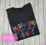 Merry and Bright Embroidered Sweatshirt with Side Light Designs