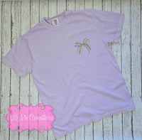 Mardi Gras Bow Comfort Colors Embroidered T-shirt