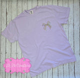 Mardi Gras Bow Comfort Colors Embroidered T-shirt