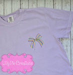 Mardi Gras Bow Comfort Colors Embroidered T-shirt