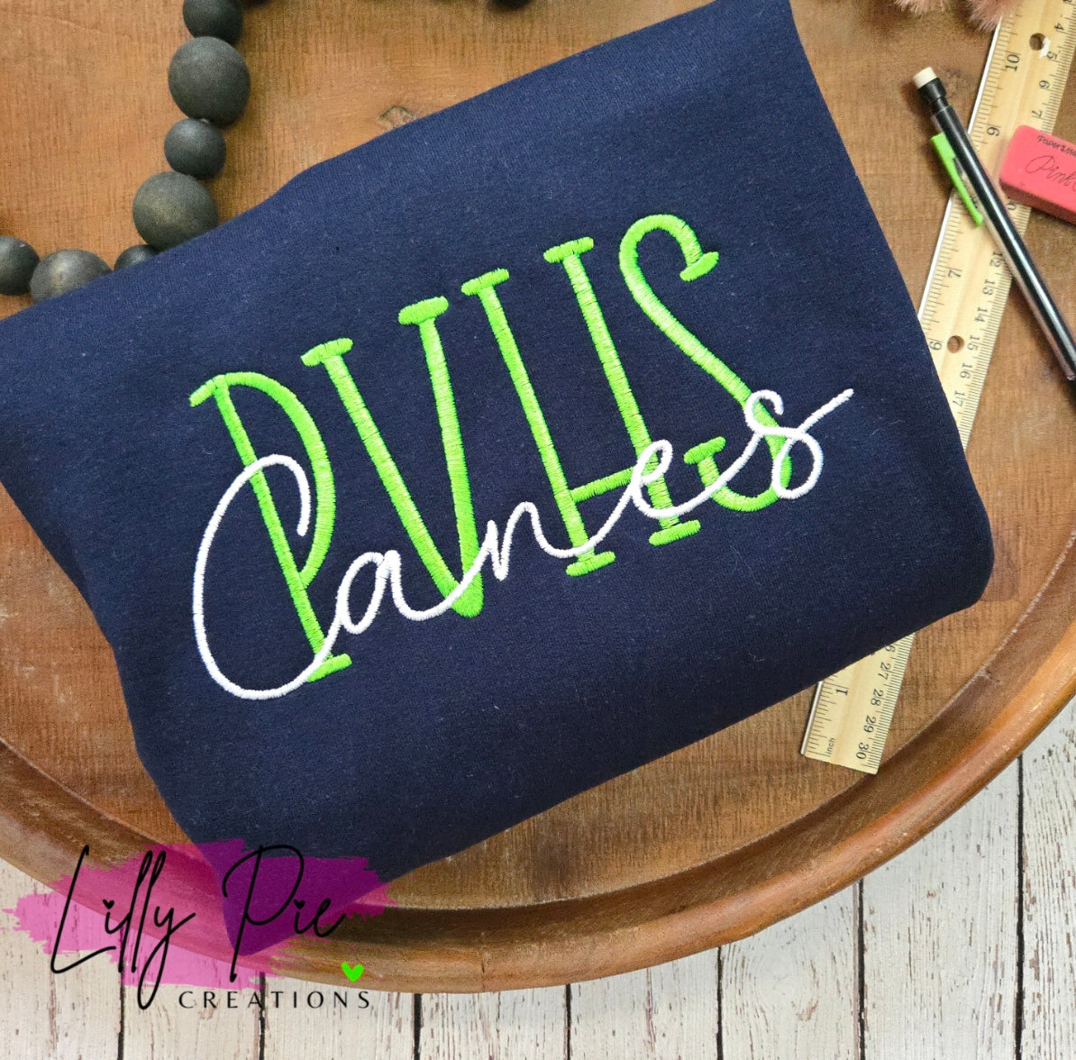 PVHS Stacked Farmhouse Font with Mascot Teacher Sweatshirt