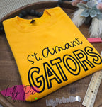 School Spirit Sweatshirt - School Name with Mascot in Puff Embroidery - Custom Orders Welcome