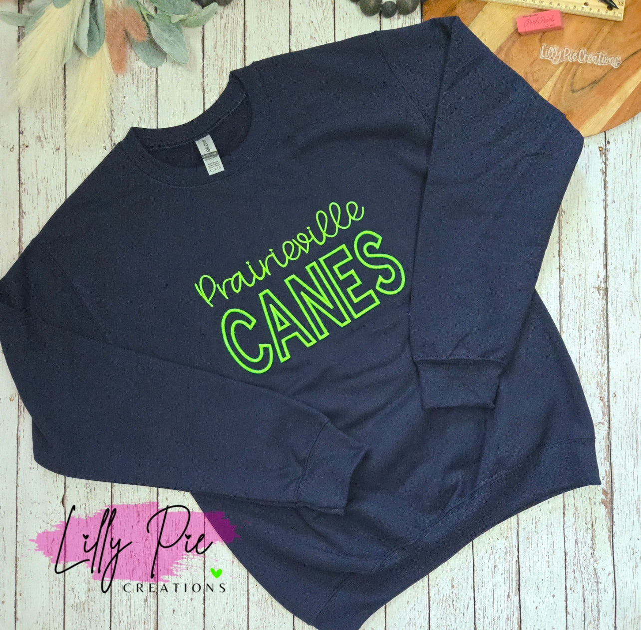 School Spirit Sweatshirt - School Name with Mascot in Puff Embroidery - Custom Orders Welcome