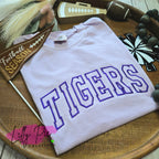 Embroidered Arched Tigers Lavender T-shirt or Sweatshirt