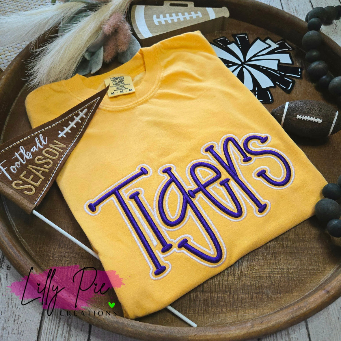 Embroidered Puff Tigers Comfort Colors T-shirt