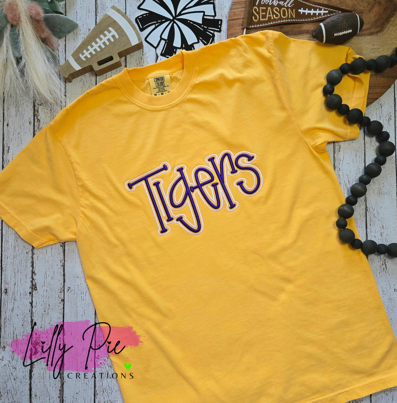 Embroidered Puff Tigers Comfort Colors T-shirt