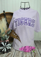 Embroidered Arched Tigers Lavender T-shirt or Sweatshirt