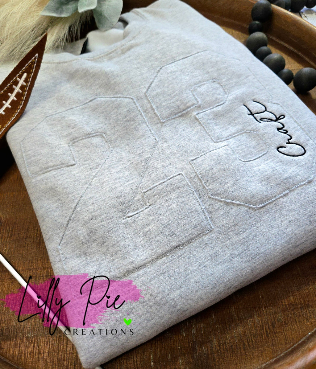 Monotone Number Applique Sweatshirt-Custom Orders Welcomed!
