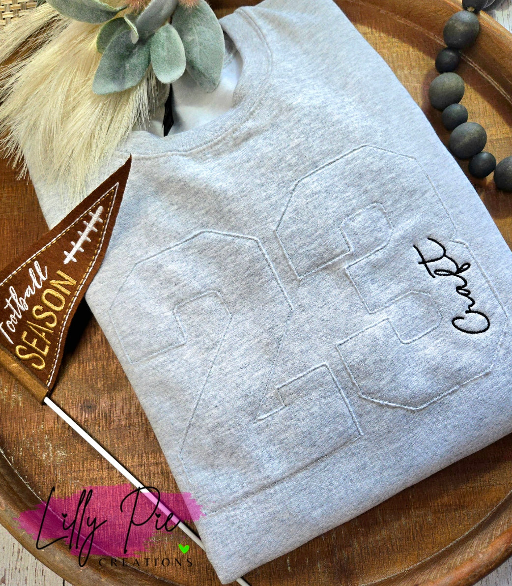 Monotone Number Applique Sweatshirt-Custom Orders Welcomed!