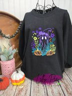 Embroidered Neon Ghost Halloween Sweatshirt