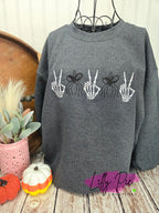 Peace, Spider Bow Halloween Embroidered Sweatshirt
