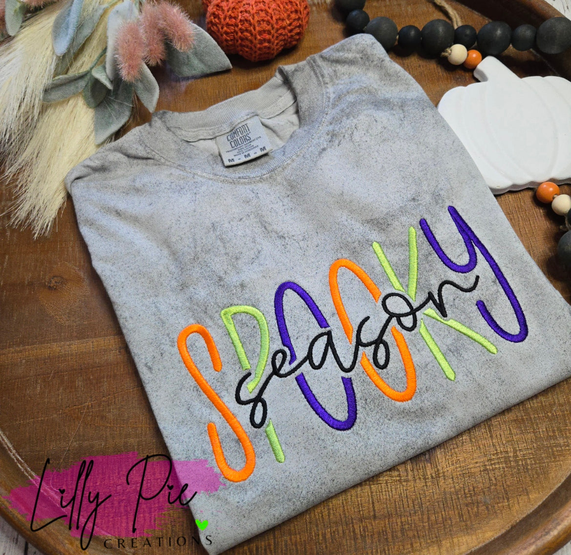 Spooky Season Embroidered Shirt - Comfort Colors Halloween Tshirt