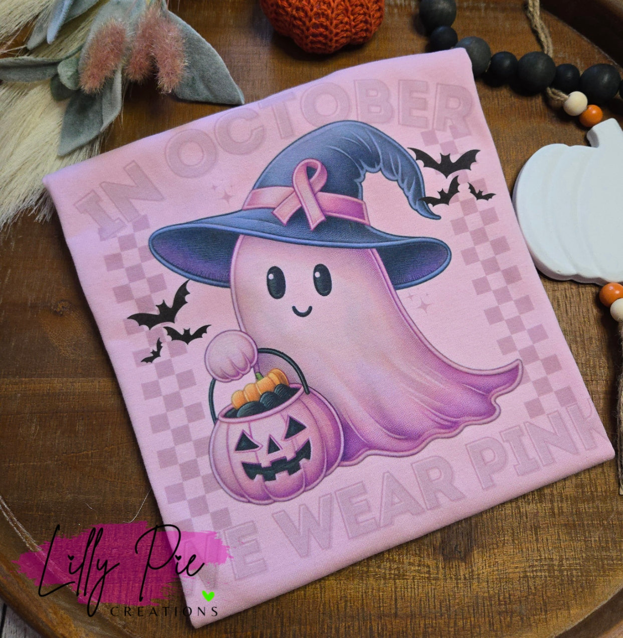 In October We Wear Pink - Breast Cancer Awareness Halloween Shirt or Sweatshirt