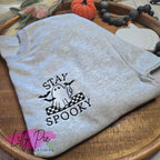 Stay Spooky Ghost and Bats Embroidered Halloween Sweatshirt