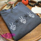 Peace, Spider Bow Halloween Embroidered Sweatshirt