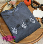 Peace, Spider Bow Halloween Embroidered Sweatshirt