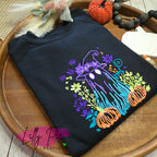 Embroidered Neon Ghost Halloween Sweatshirt