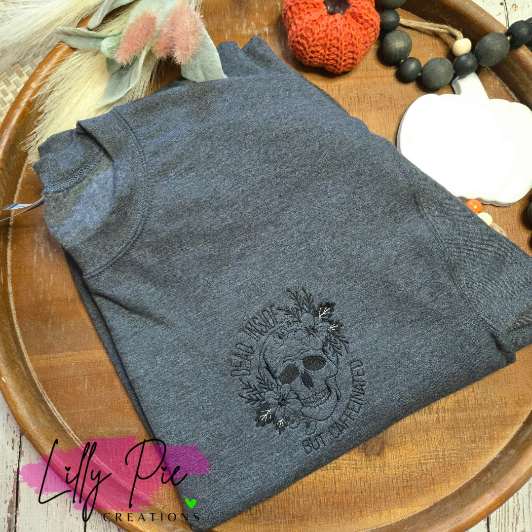 Dead Inside but Caffeinated Unisex Adult Halloween Sweatshirt