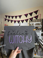 Feeling Witchy Embroidered Halloween Comfort Colors T-Shirt