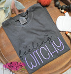 Feeling Witchy Embroidered Halloween Comfort Colors T-Shirt