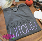 Feeling Witchy Embroidered Halloween Comfort Colors T-Shirt