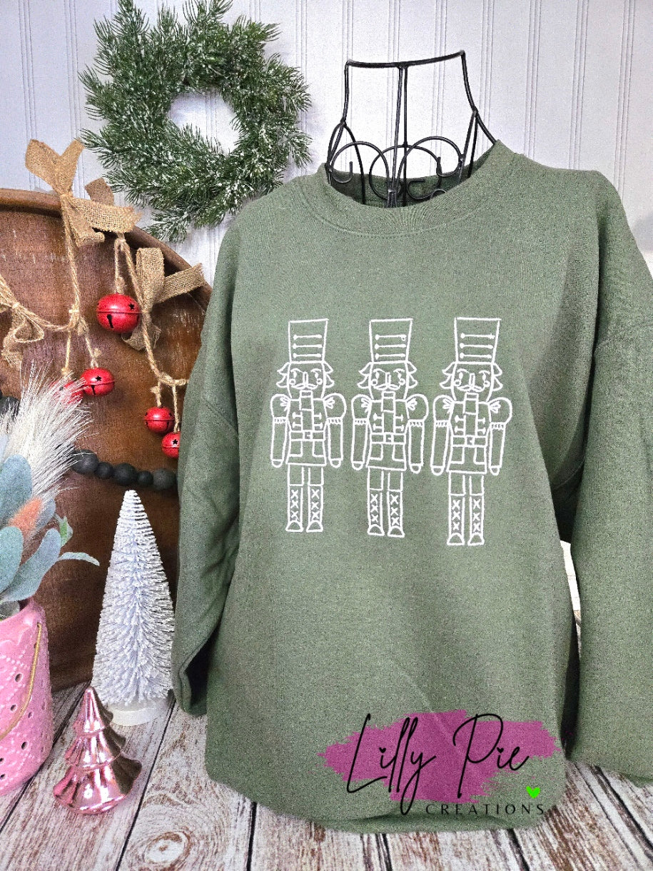 Nutcracker Trio Chrismtas Sweatshirt - Avialable in Green and Pink