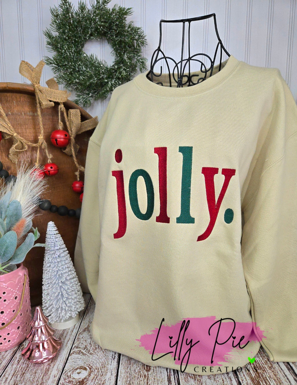jolly Embroidered Christmas Sweatshirt